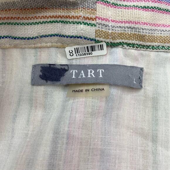 Tart Tiered Midi Dress Women's Large Multicolor Striped Linen Blend Tank Strap - Picture 7 of 14